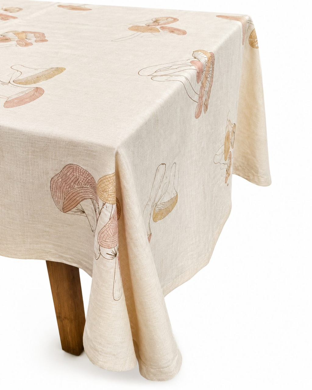 Tischdecke Leinen Pilzmotiv Bestickt 250x150cm
