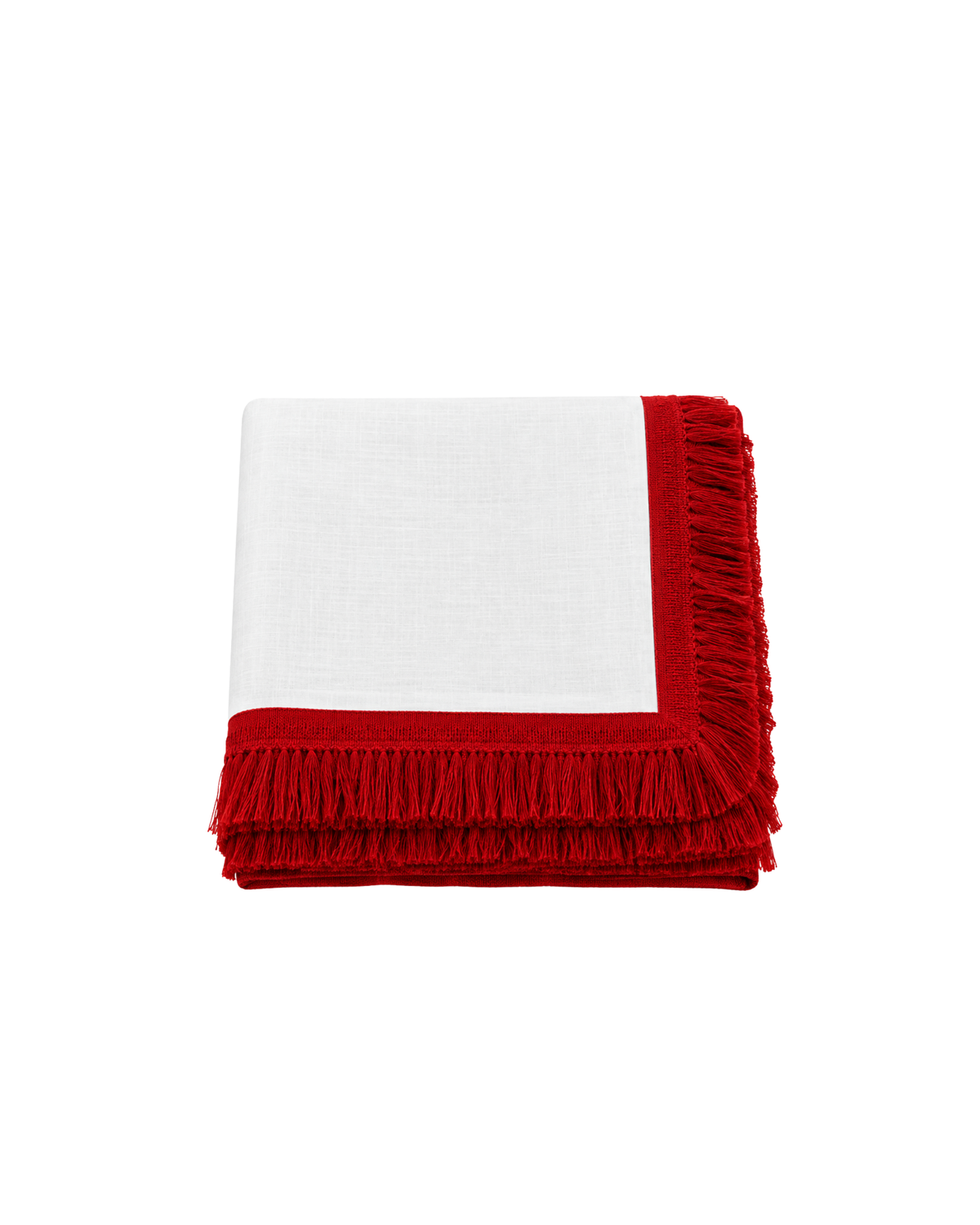 Fringed Cotton Tablecloth Red-White 250x150 cm