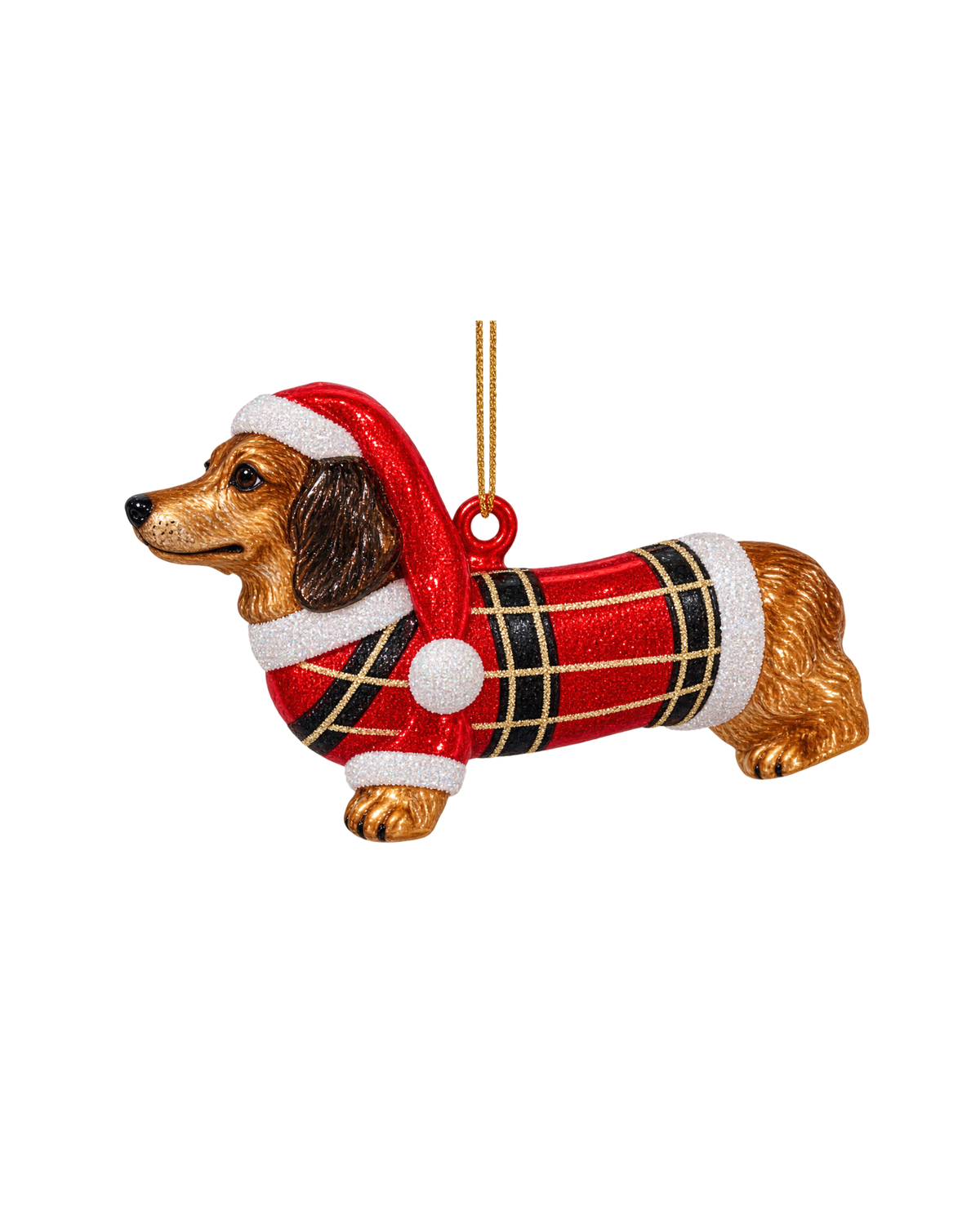 Christbaumschmuck Dackel mit Weihnachtsmütze