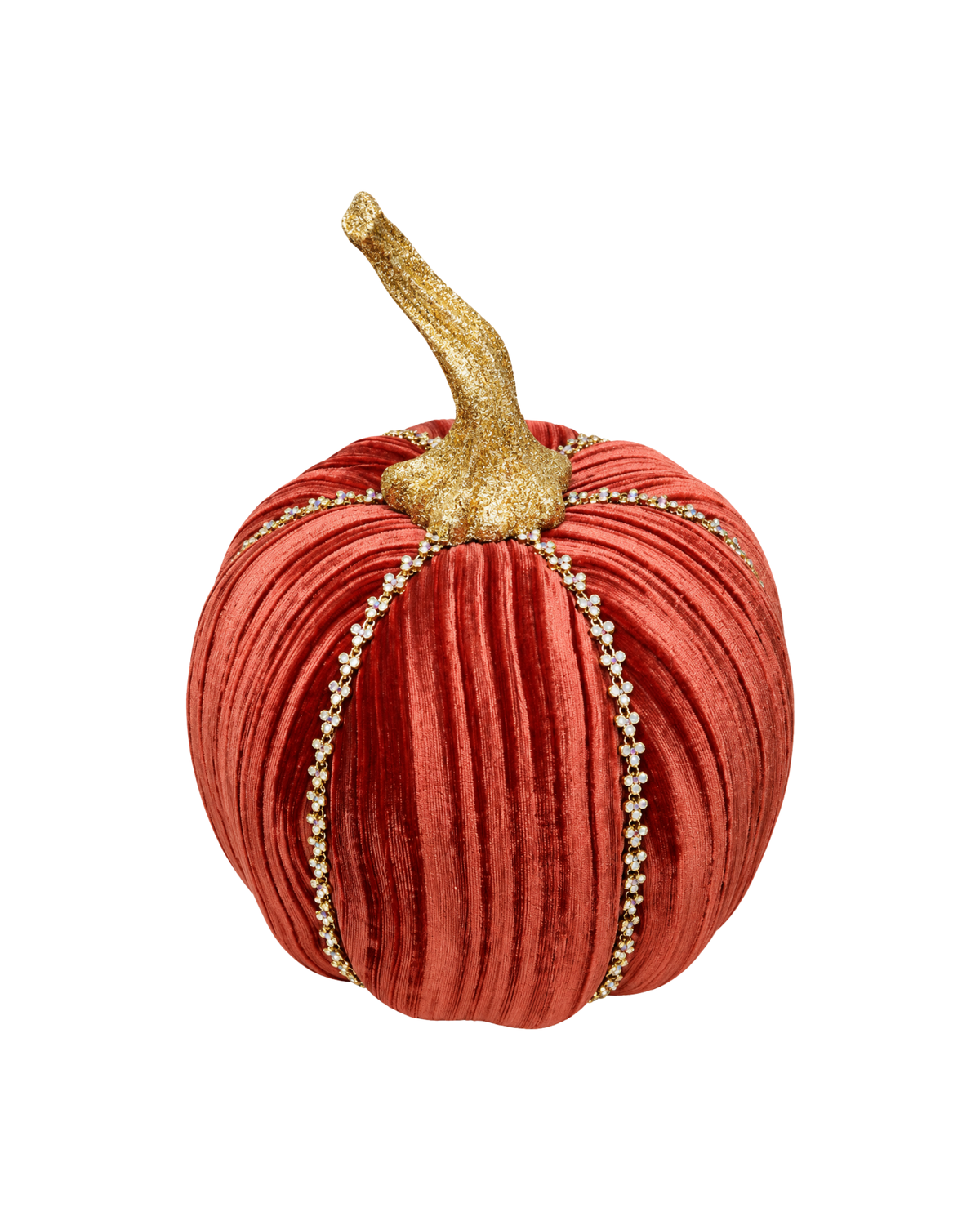 Samtkürbis mit Strass und Goldstiel Kupfer