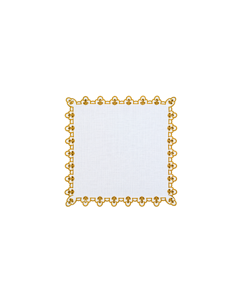 Serviette Weiß mit Kordelstickerei Gold, 2er Set