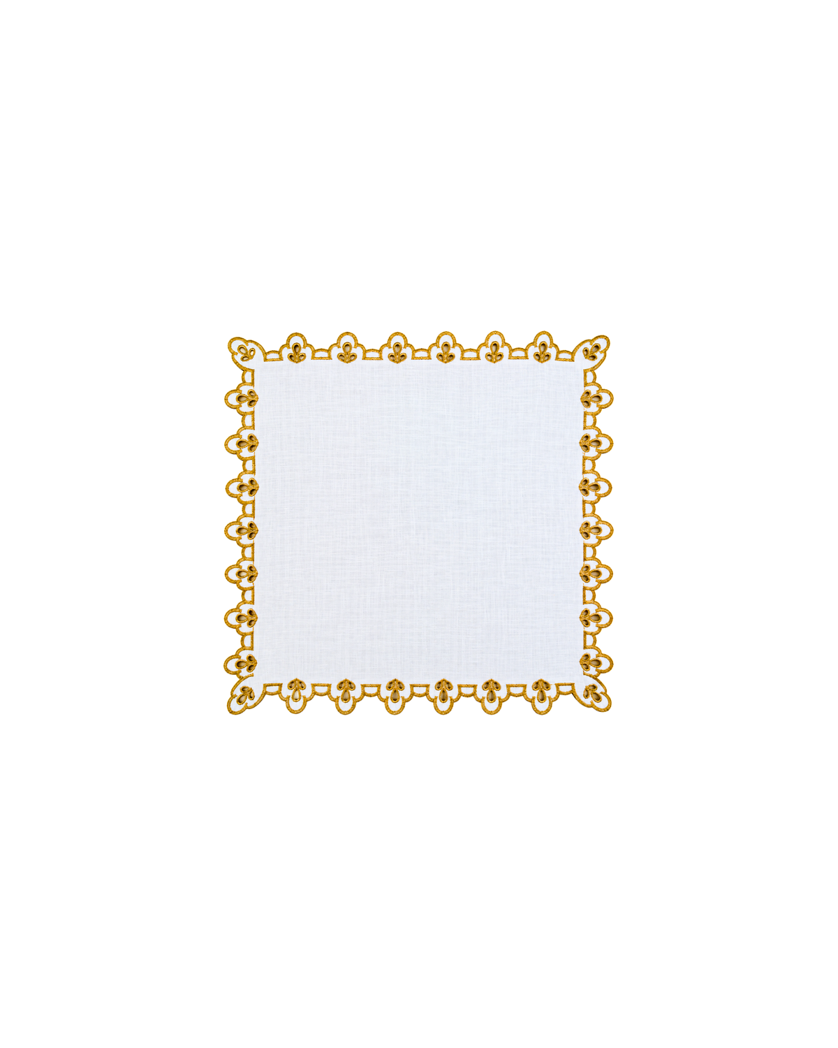 Serviette Weiß mit Kordelstickerei Gold, 2er Set