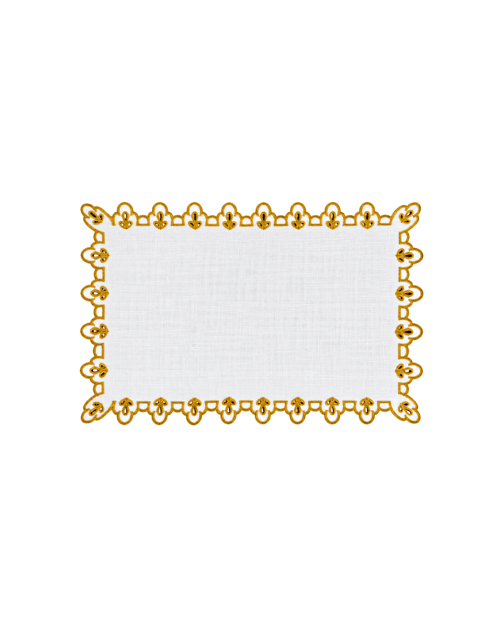 Tischset Weiß mit Kordelstickerei Gold, 2er Set