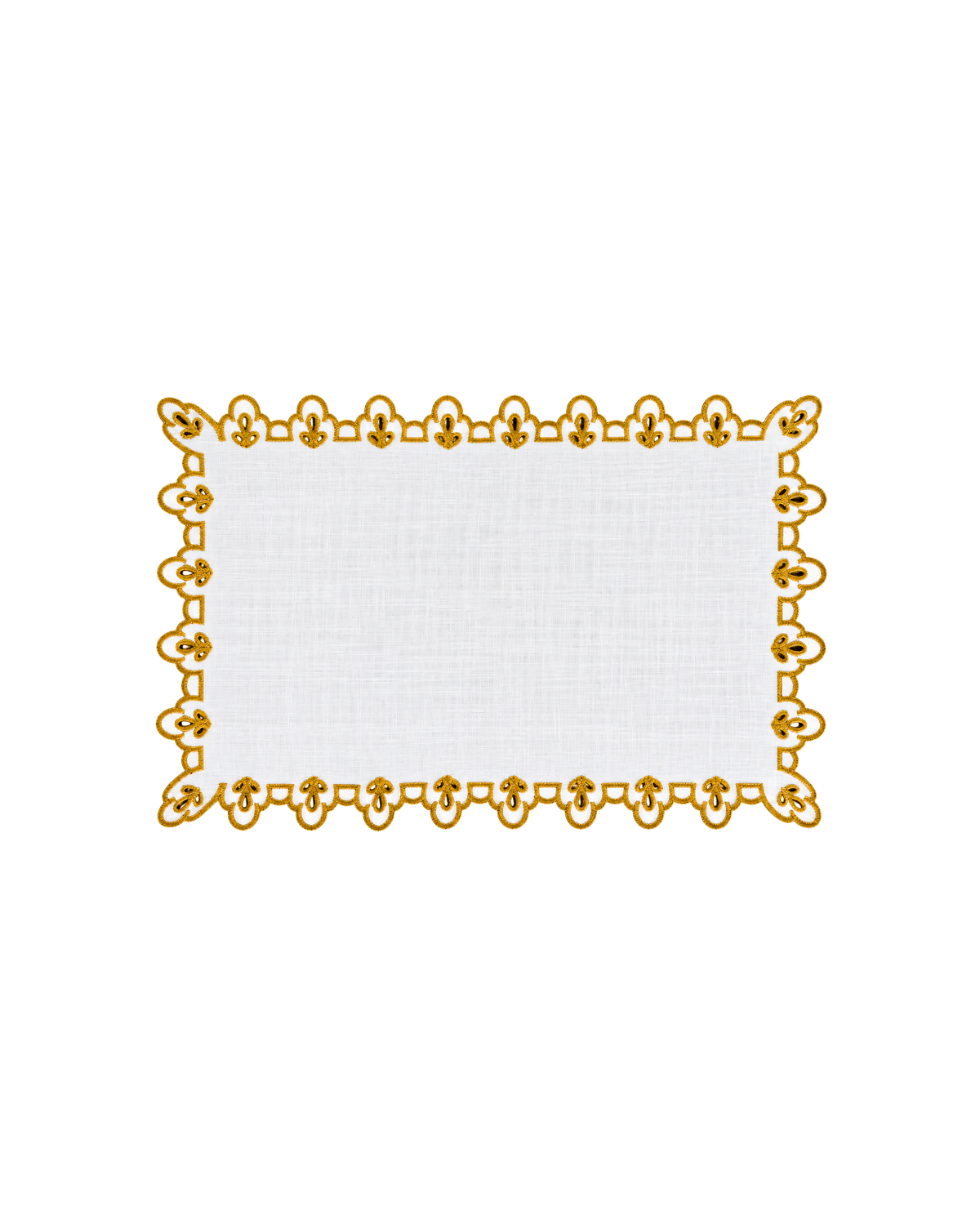 Tischset Weiß mit Kordelstickerei Gold, 2er Set