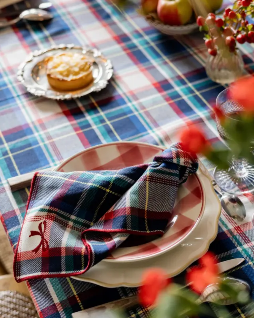 Servietten Tartan Marineblau, 2er Set
