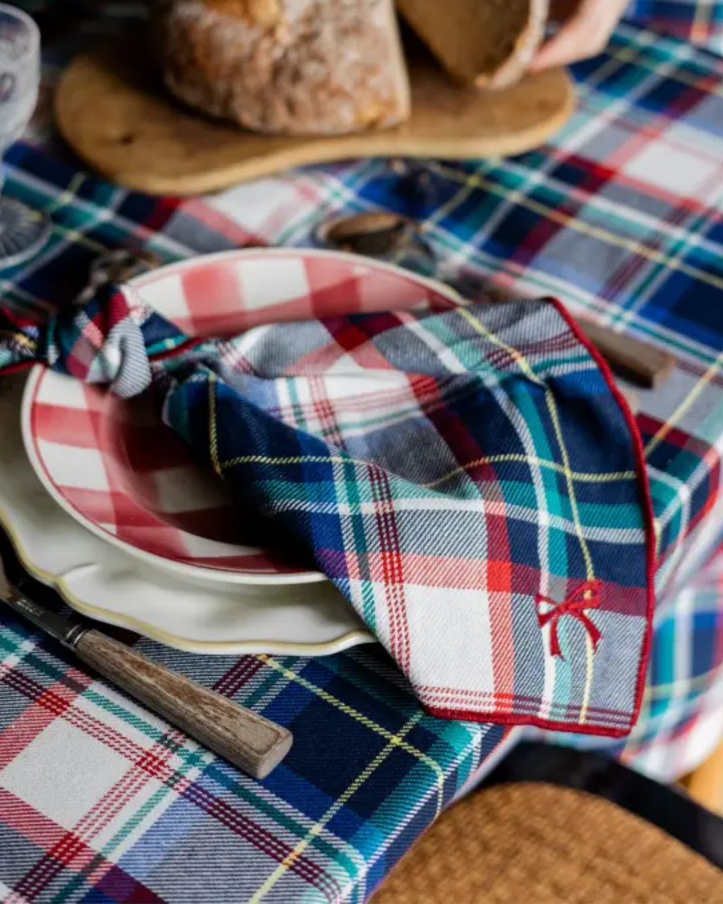 Servietten Tartan Marineblau, 2er Set