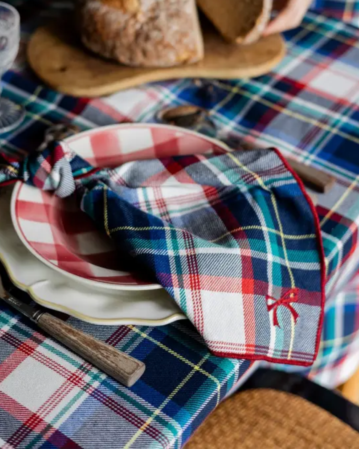 Servietten Tartan Marineblau, 2er Set