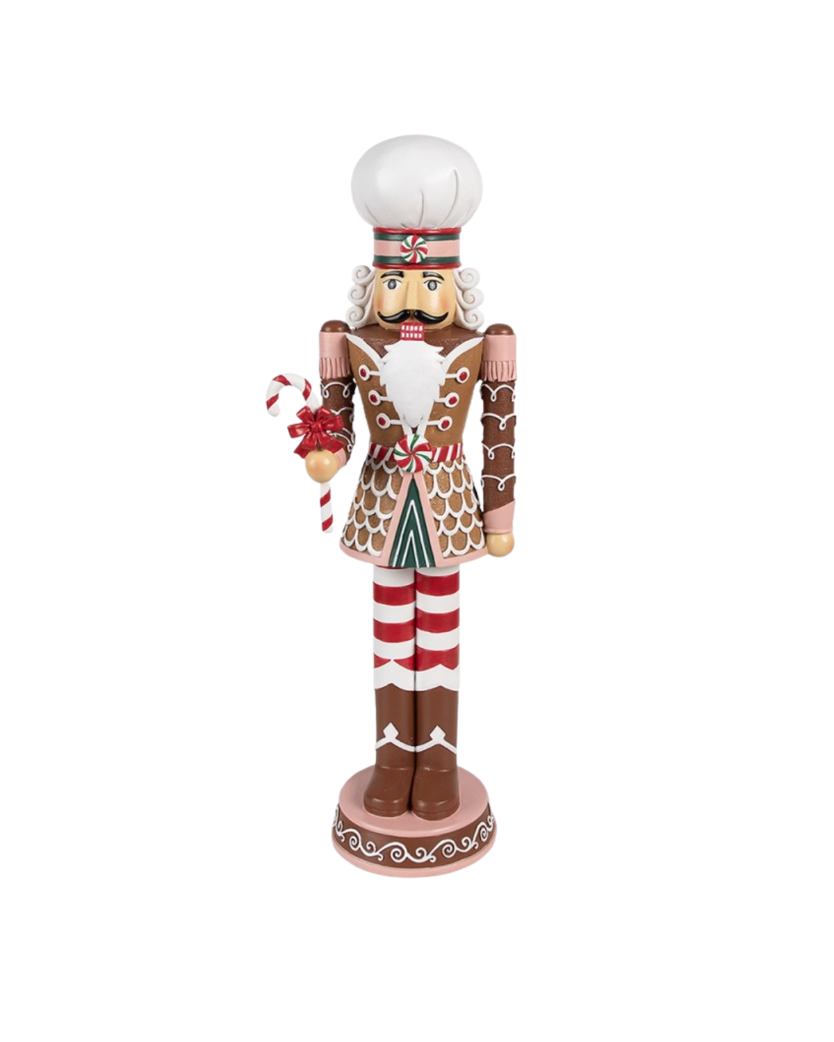Nussknacker Lebkuchen-Konditor mit Zuckerstange, Rosa-Braun