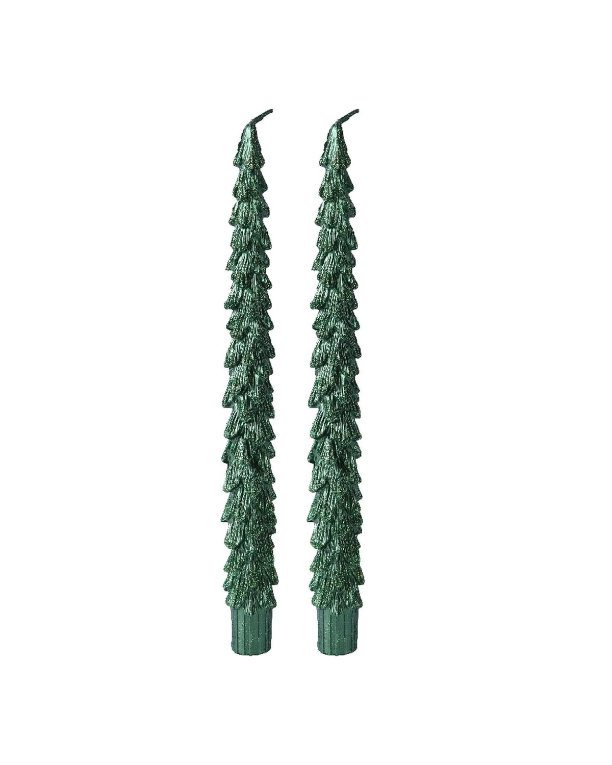 Green Christmas Tree Taper Candles (Set of 2)