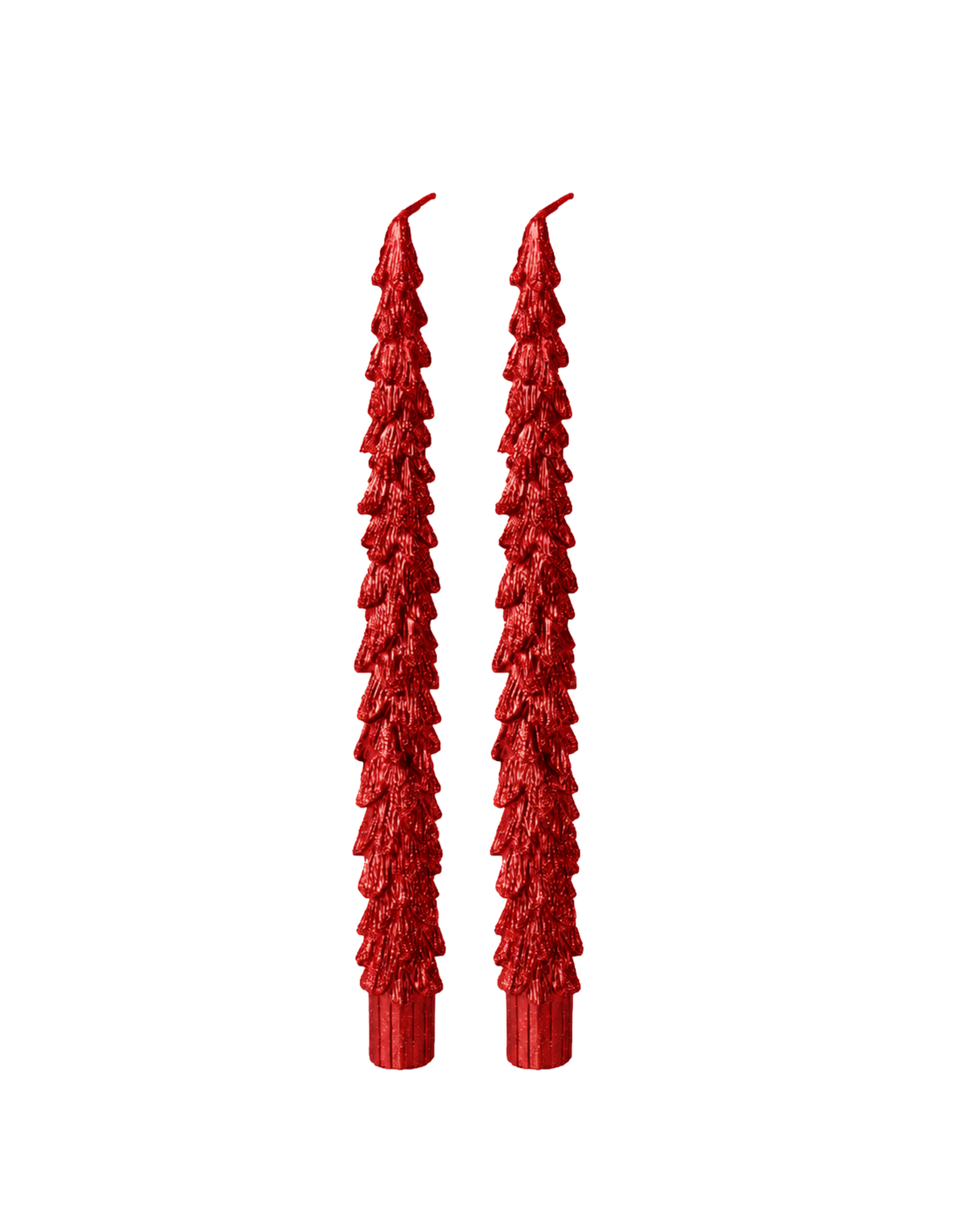 Red Christmas Tree Taper Candles (Set of 2)