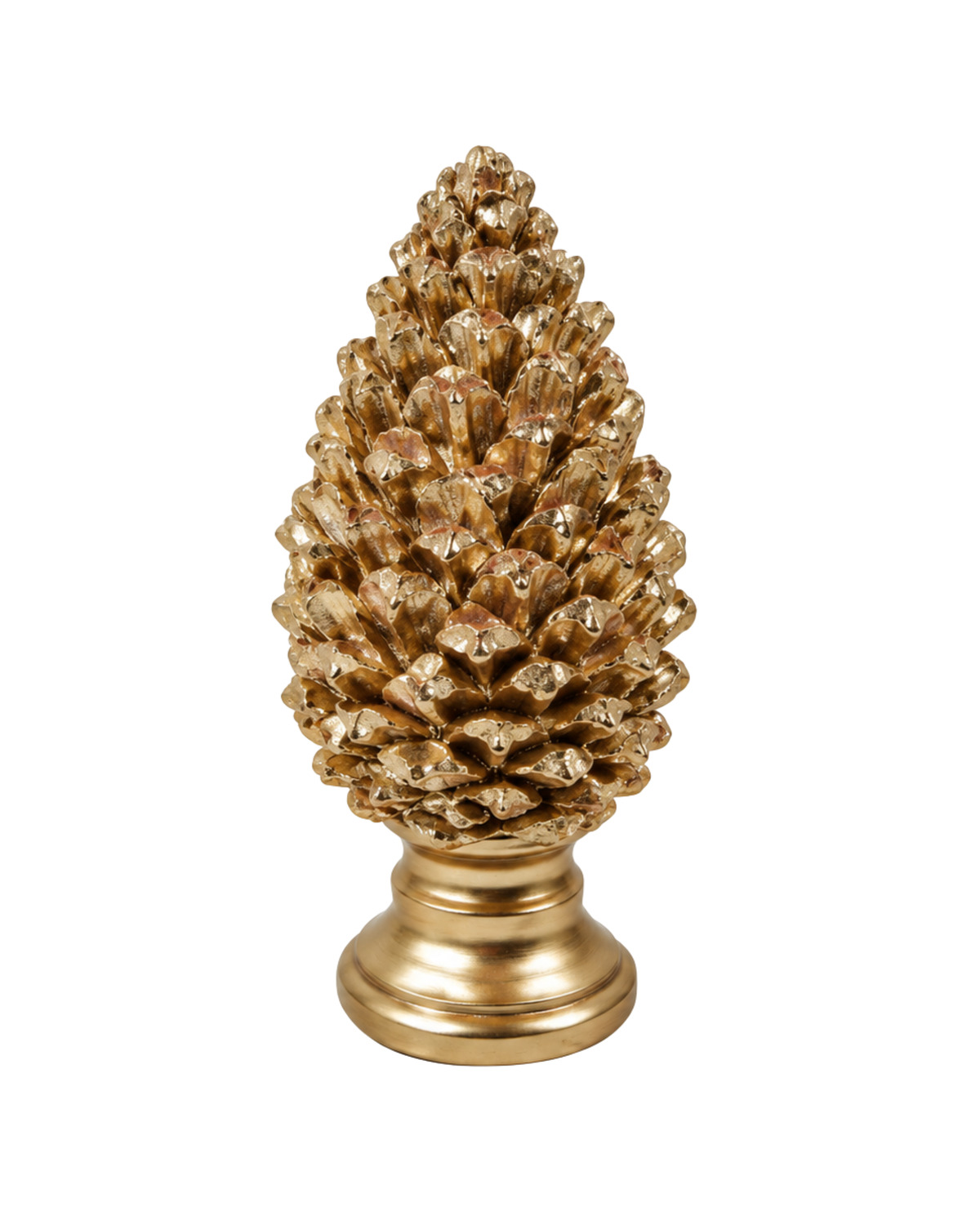 Deko-Zapfen Gold auf Podest, 27 cm