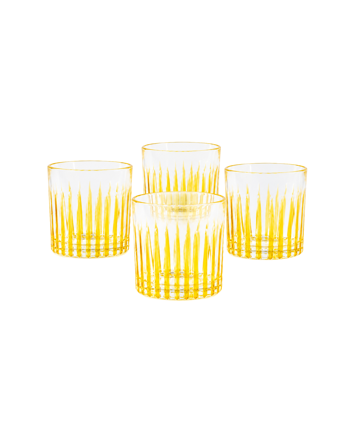 Handmade Crystal Tumblers Yellow, Set of 4