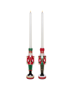 Kerzenständer Nussknacker Soldat Rot-Grün, 2er-Set
