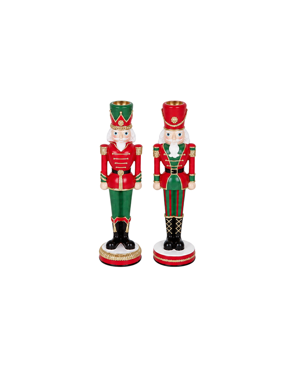 Kerzenständer Nussknacker Soldat Rot-Grün, 2er-Set