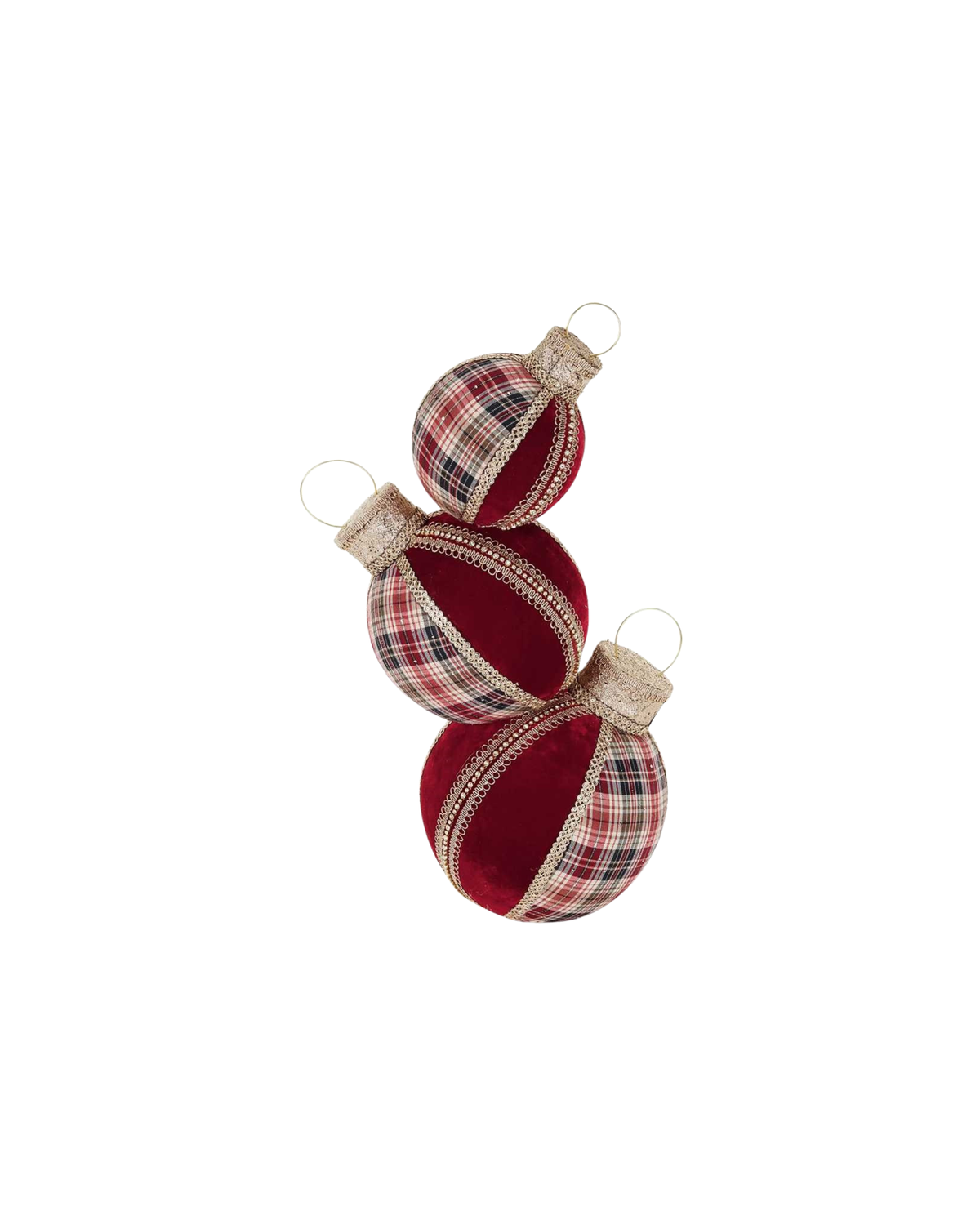 Deko-Kugelstapel Tartan Bordeaux-Gold, H 68 cm