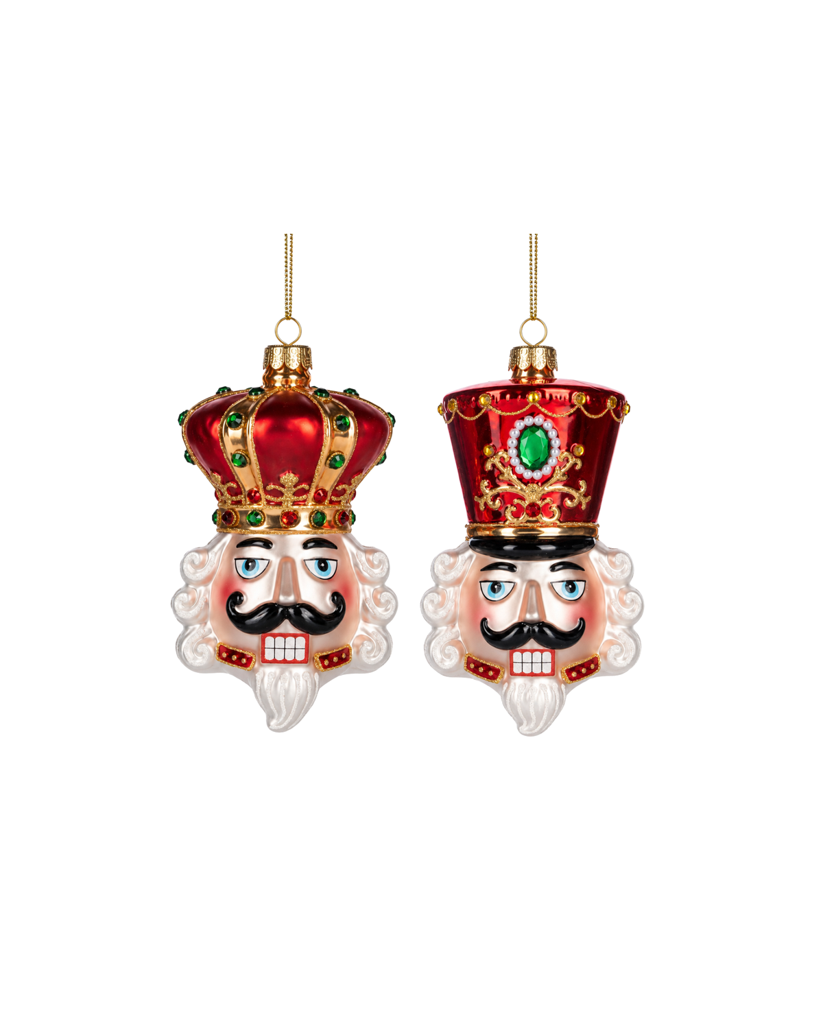 Christbaumschmuck Glas Nussknackerkopf, 2er-Set
