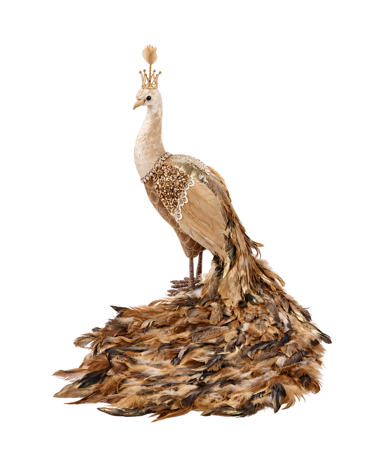 Pfau Brokat mit Federn, H 81 cm