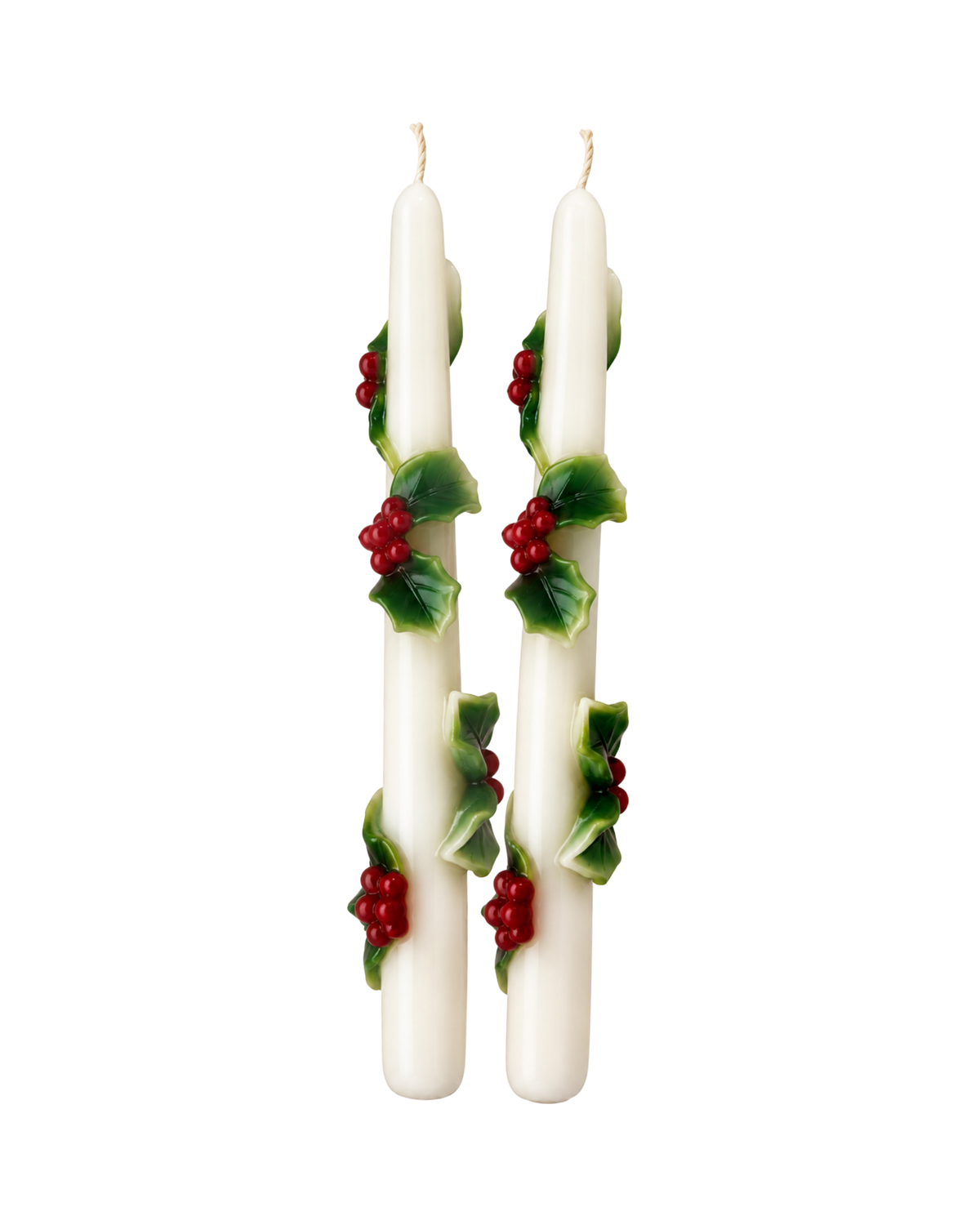 Kerze Ilex Weiß, 2er-Set