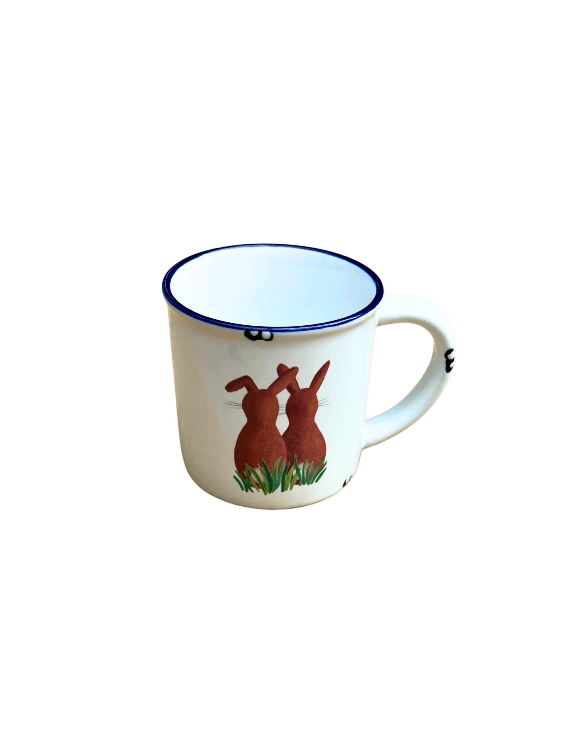 Handbemalte Porzellan Kaffetasse Hasen Duo Medium
