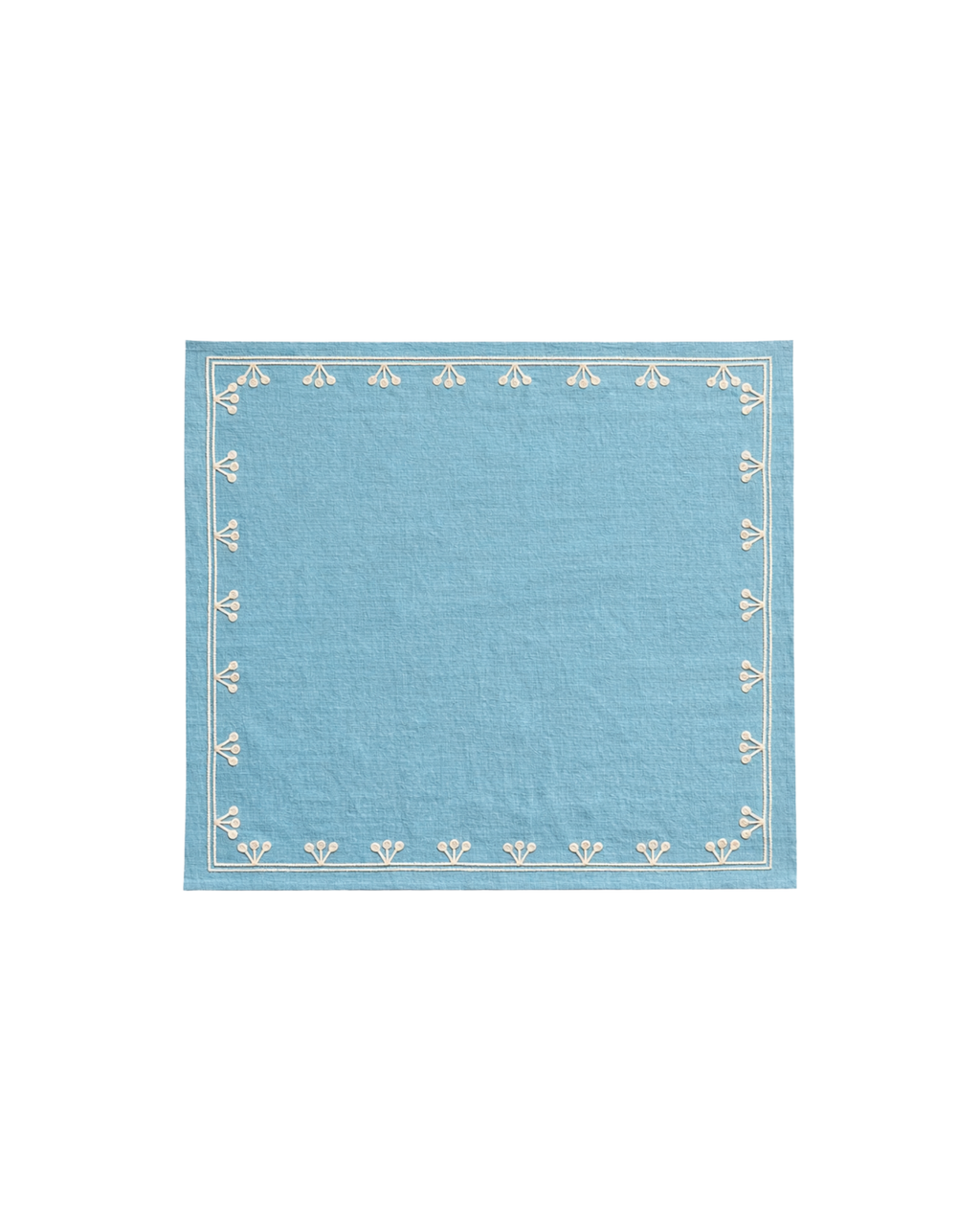 Handbestickte Leinenserviette "Blau-Weiß" - 4er Set