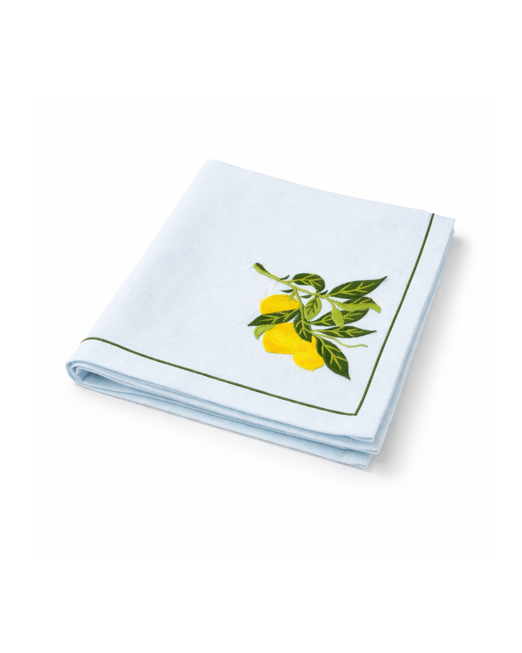 Hand-embroidered cotton napkin with lemon design, set of 2