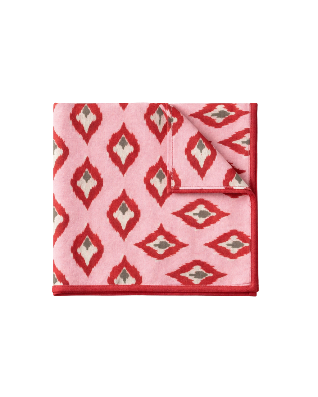 Handbedruckte Baumwolleserviette Rosa-Rot, 4er