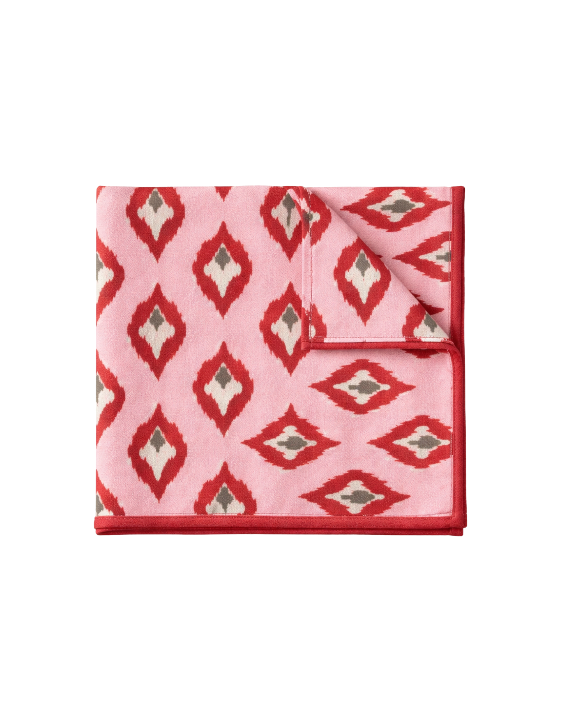 Handbedruckte Baumwolleserviette Rosa-Rot, 4er
