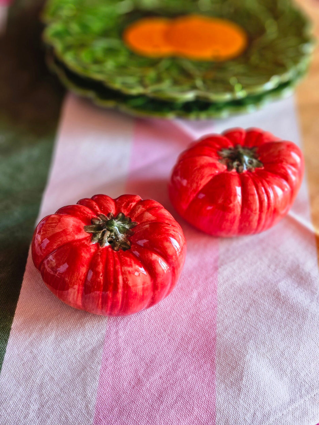Handbemaltes Keramik Salz- und Pfefferset Tomate