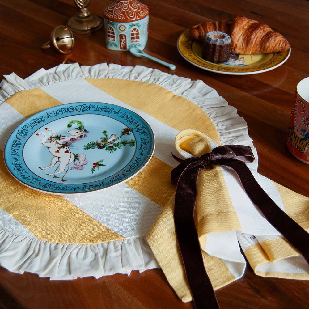 Tischset Gelb mit Rüschen, 2er Set