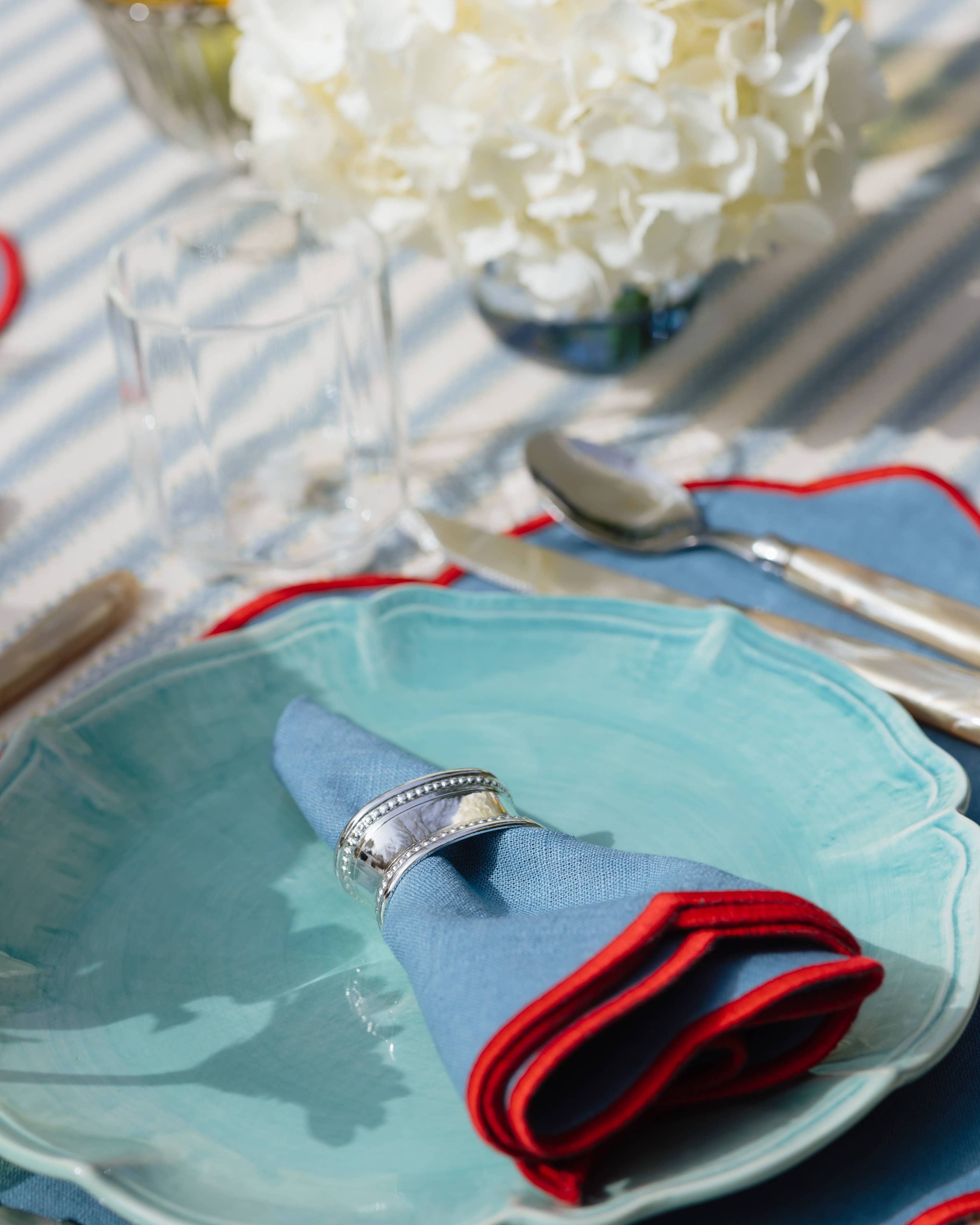 Stoffserviette Blau-Rot, 2er Set