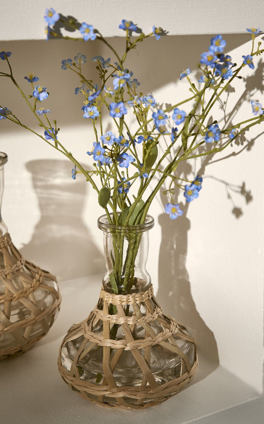 Rattan Flaschenvasen Glas 4er Set