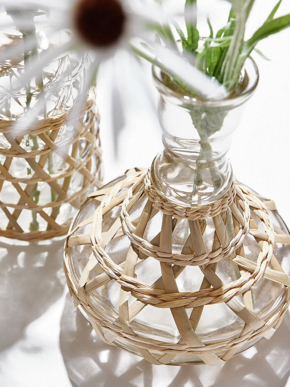Rattan Flaschenvasen 4er Set
