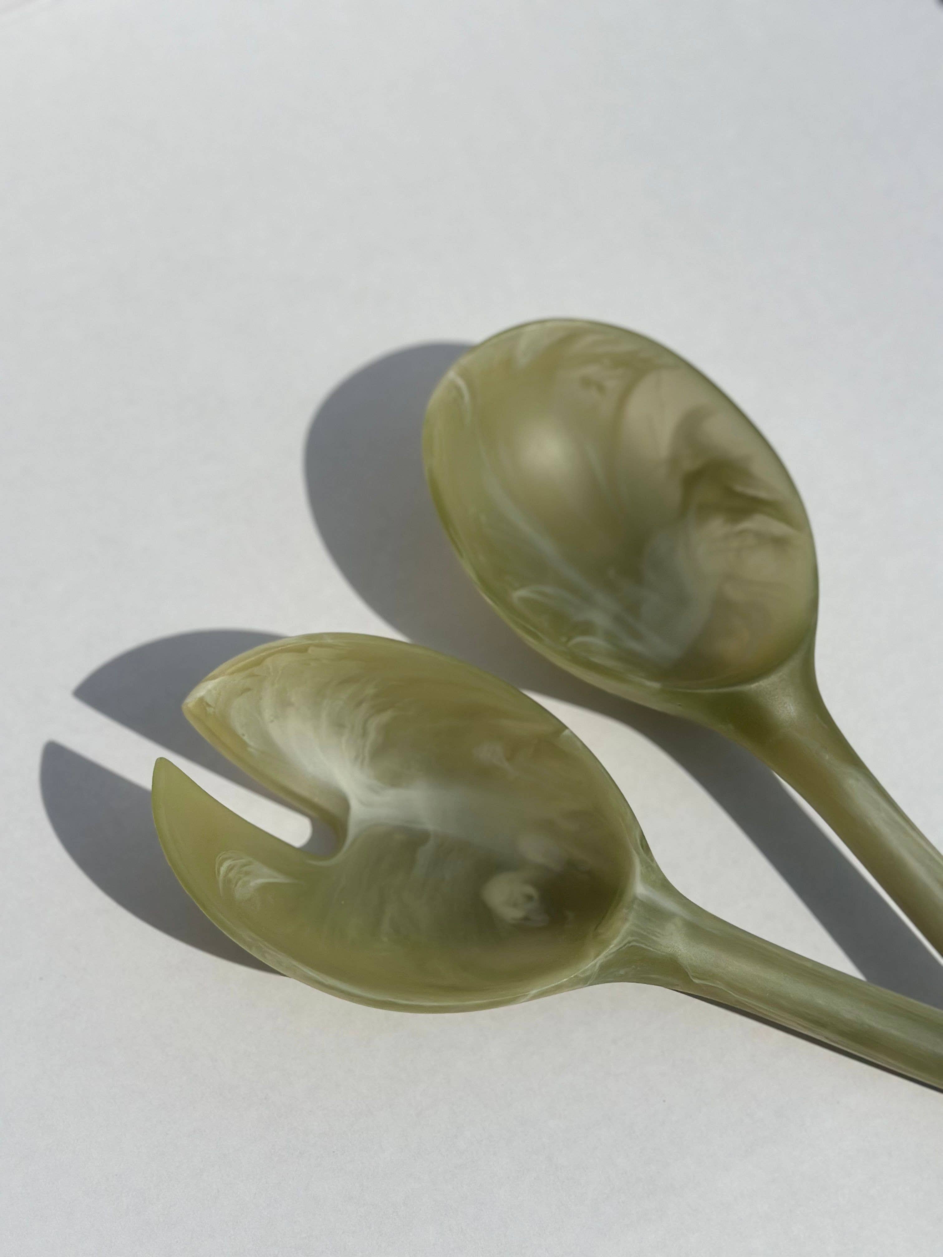 Salatbesteck Olivgrün, 2er Set