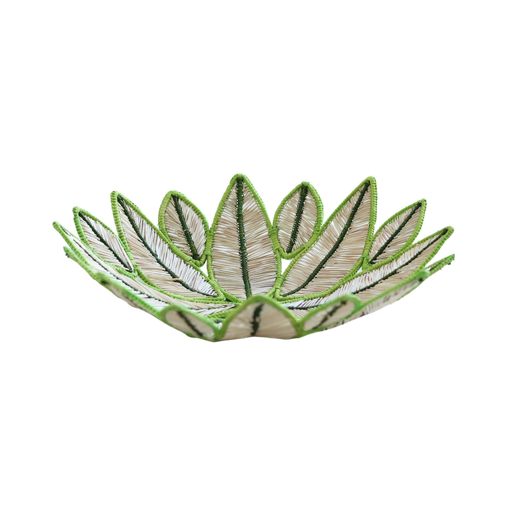 Handwoven bowl “Marquise Leaves” – Green