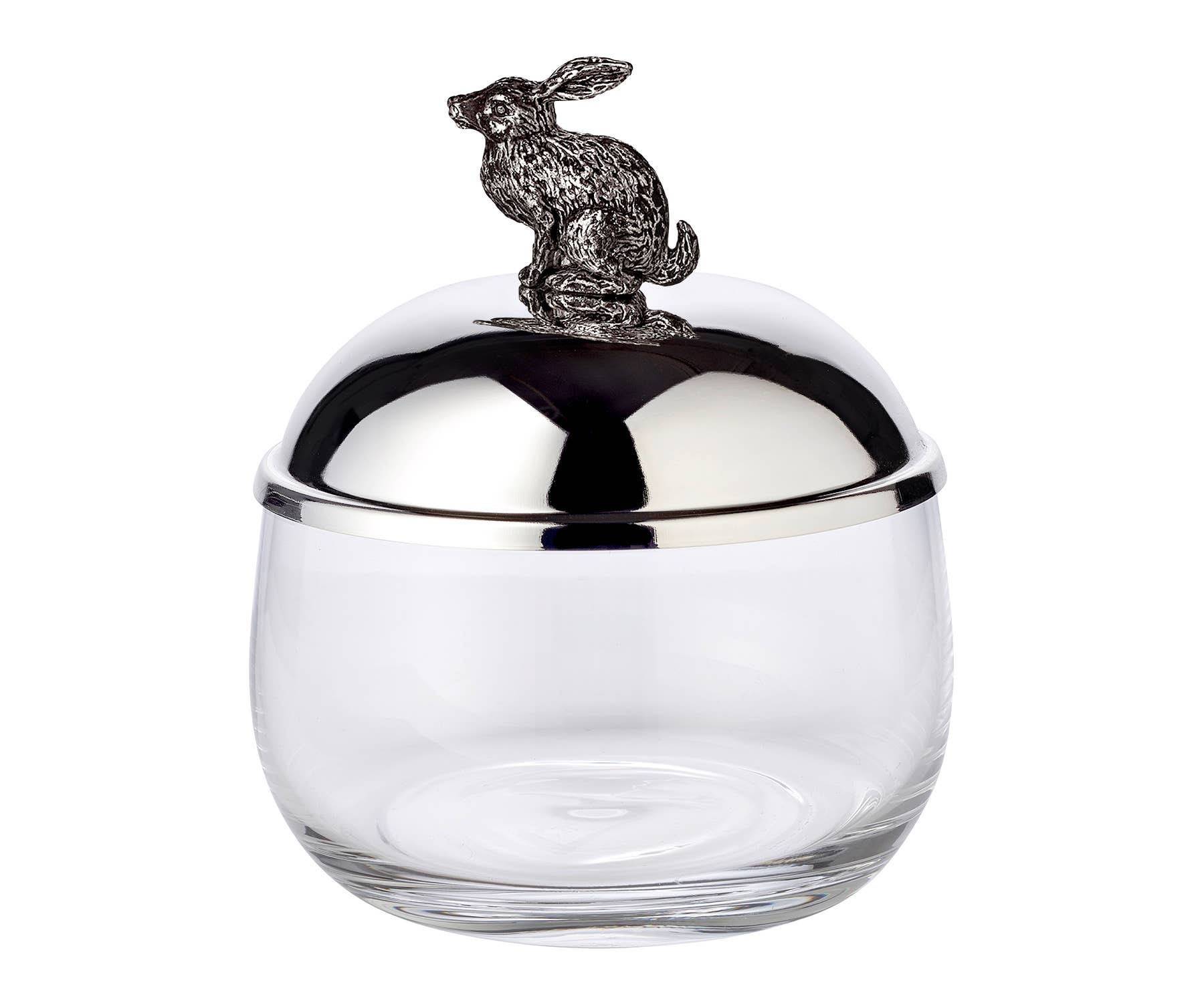 Aufbewahrungsdose Hase versilbert