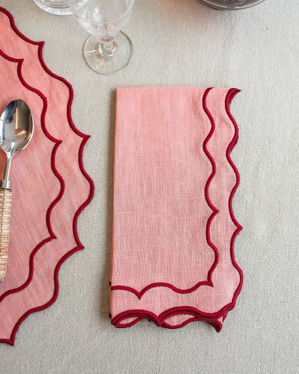 Stoffserviette Rosa-Rot, 2er Set