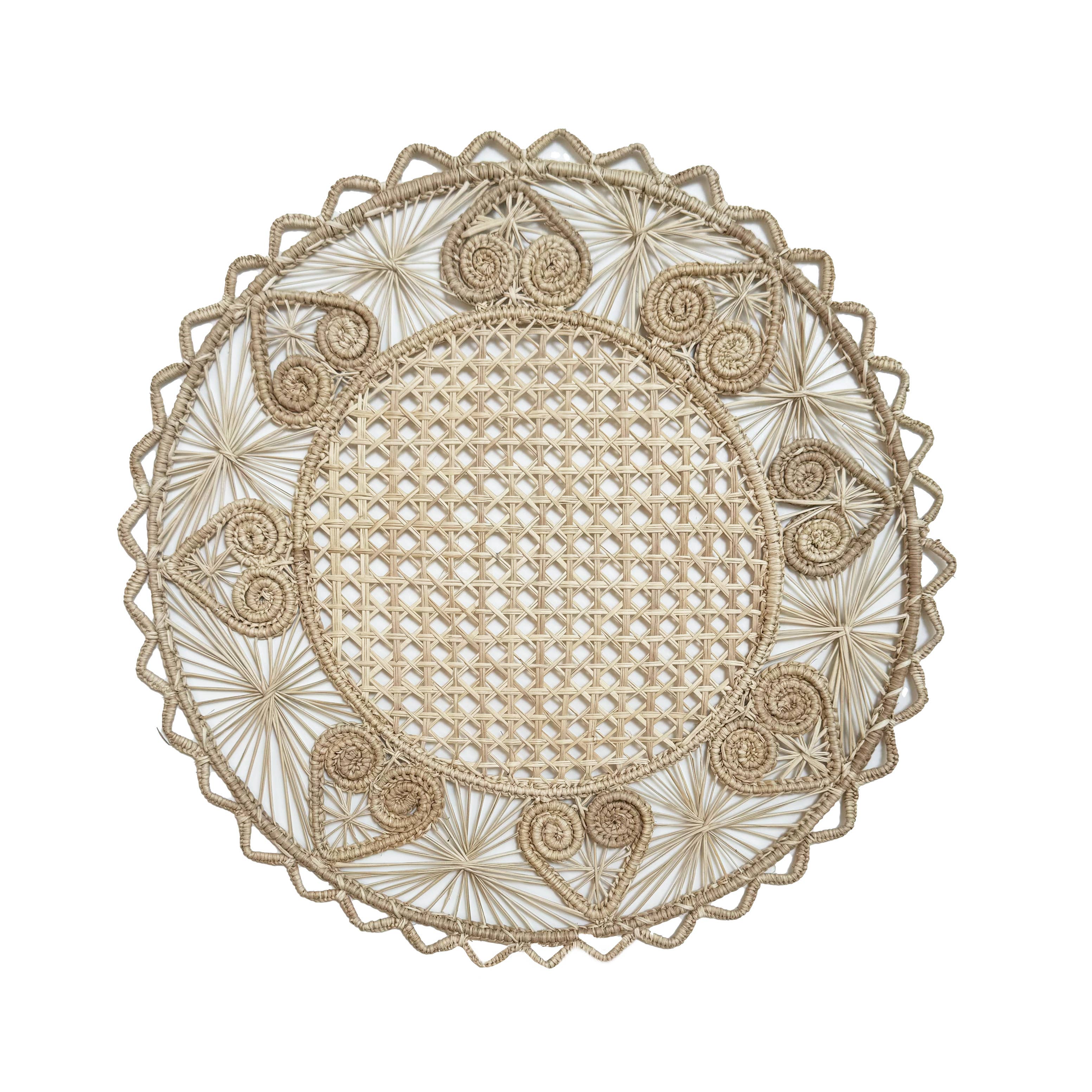 Placemat with heart ruffles, natural (set of 2)
