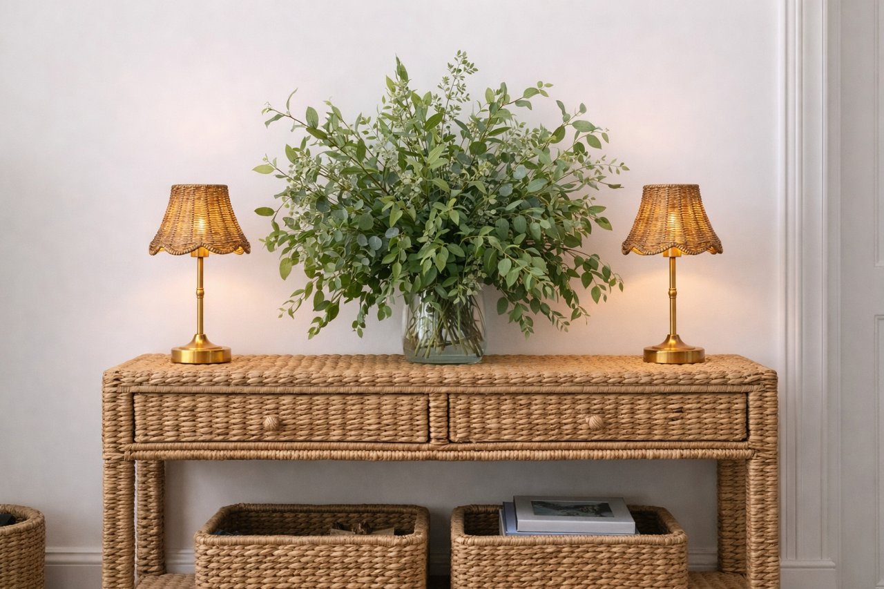 Rattan Tischlampe