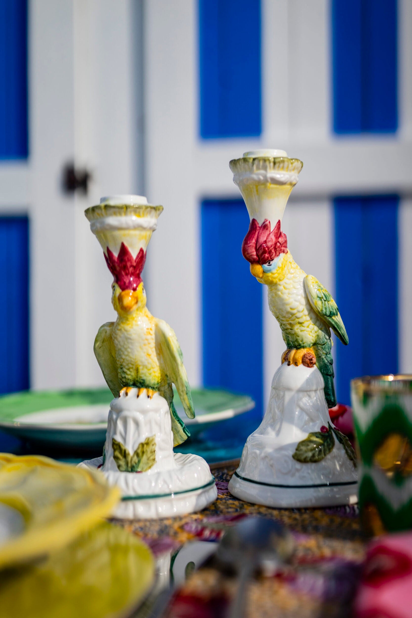 Parrot ceramic candle holder (set of 2)